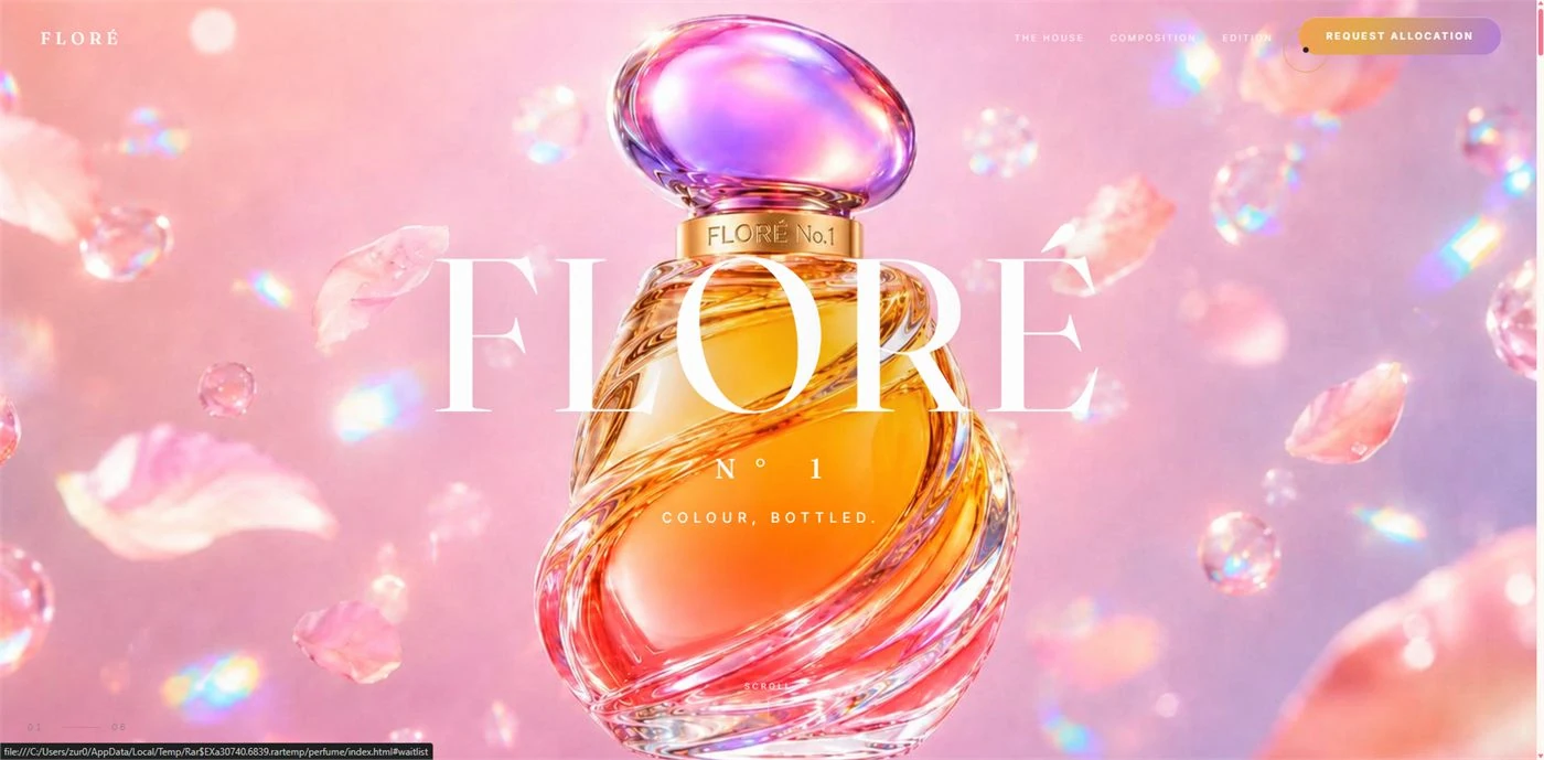 FLORÉ — חוויית מותג לבושם בעיצוב פיקסליו