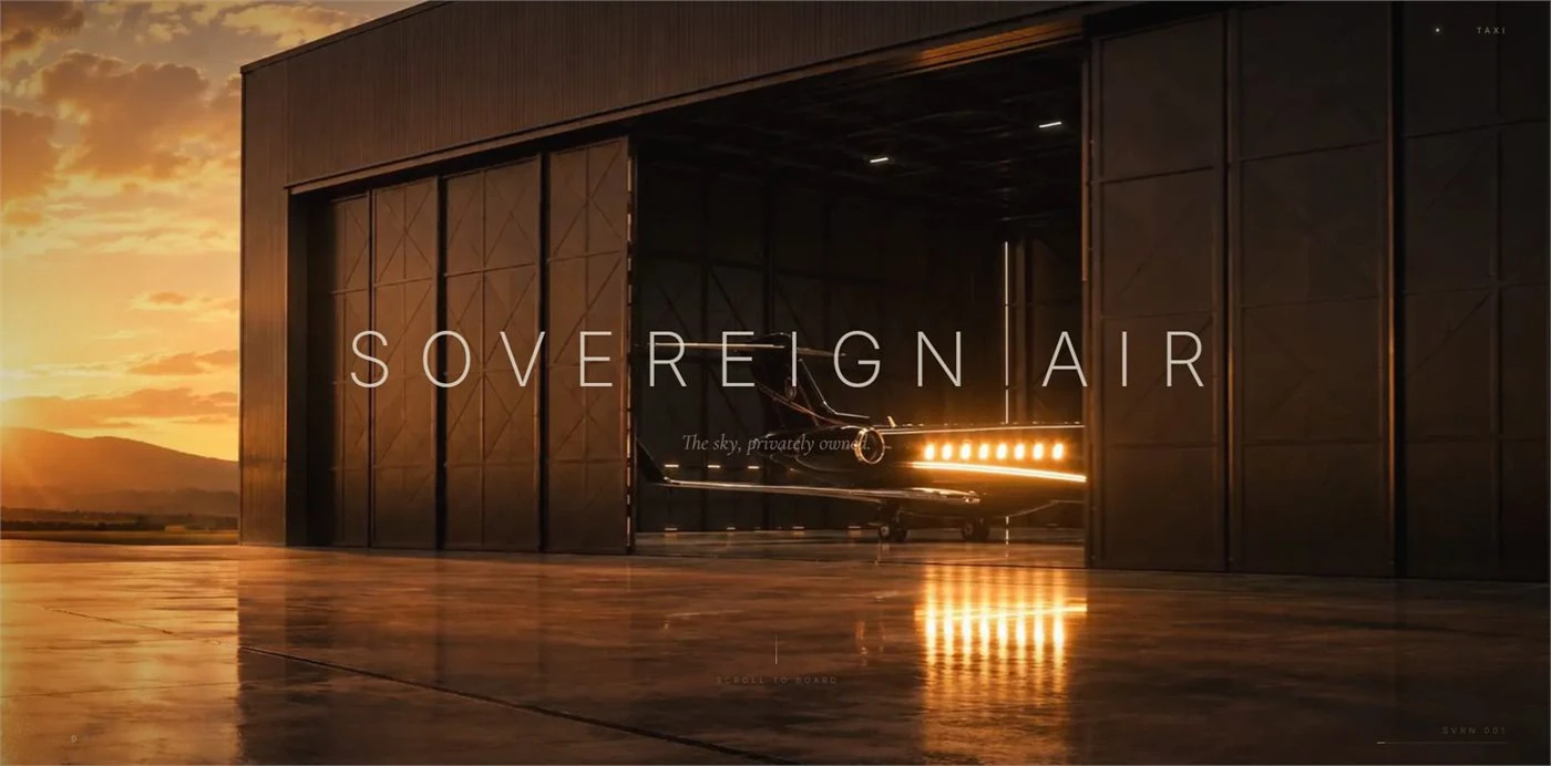 SOVEREIGN AIR — אתר תדמית לתעופה פרטית שנבנה בפיקסליו
